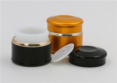 Pot crème cosmétique en verre noir d'or avec l'appui de crème de beauté des couvercles 50g